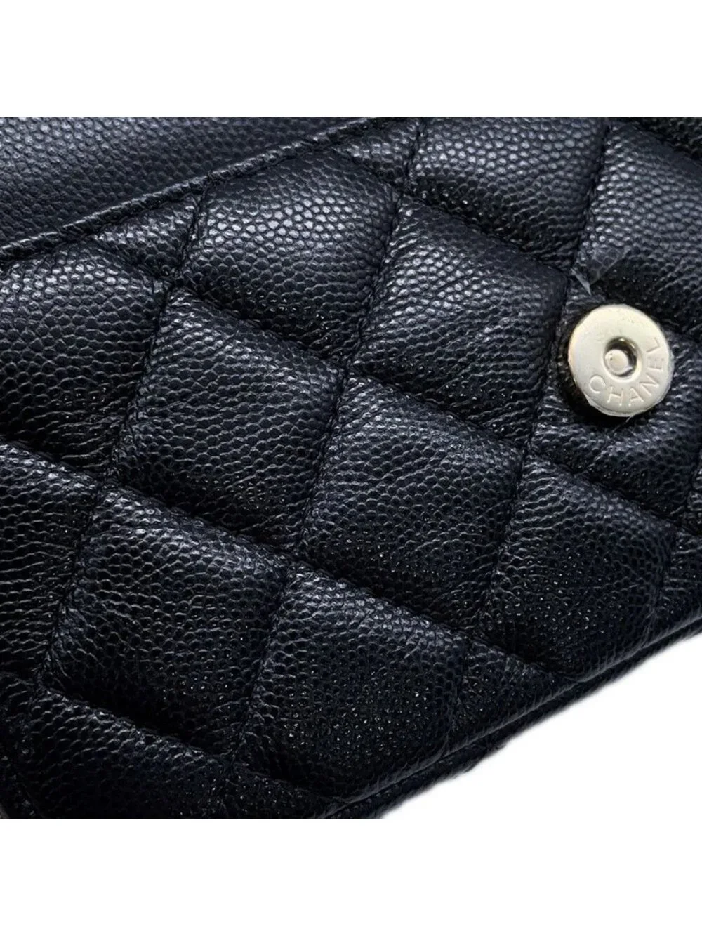 Chanel Chain Shoulder Bag Flap Phone Case Quilted CC Logo Caviar Leather Black